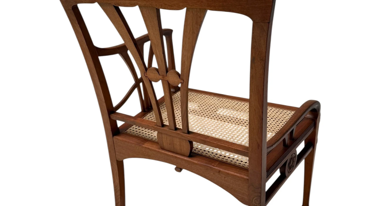 Art Nouveau Armchair with Wicker Seat by H.P. Mutters & Zoon, 1900s